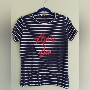 Vineyard Vines Navy Striped T-Shirt with Red Appliqué